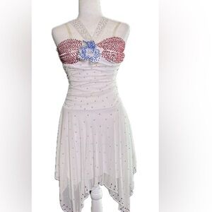 Elegant White and Red Mini Dress